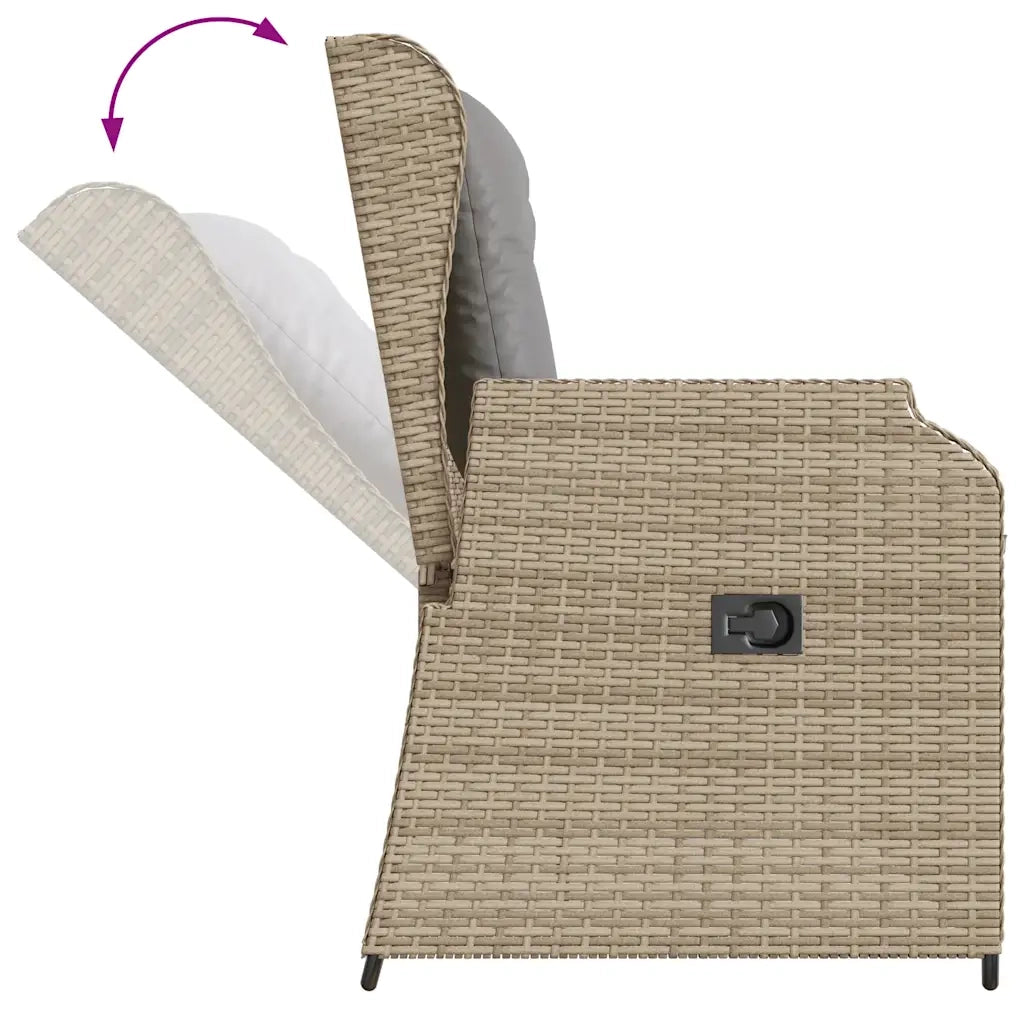 Panchina Reclinabile da Giardino | Panca da Giardino con Cuscini Beige in Polyrattan