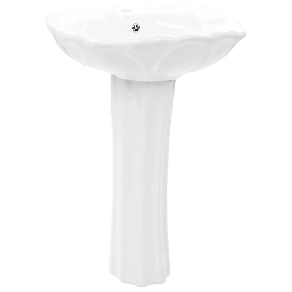Lavandino a Colonna in Ceramica Bianca 580x510x200 mm CFW2695434