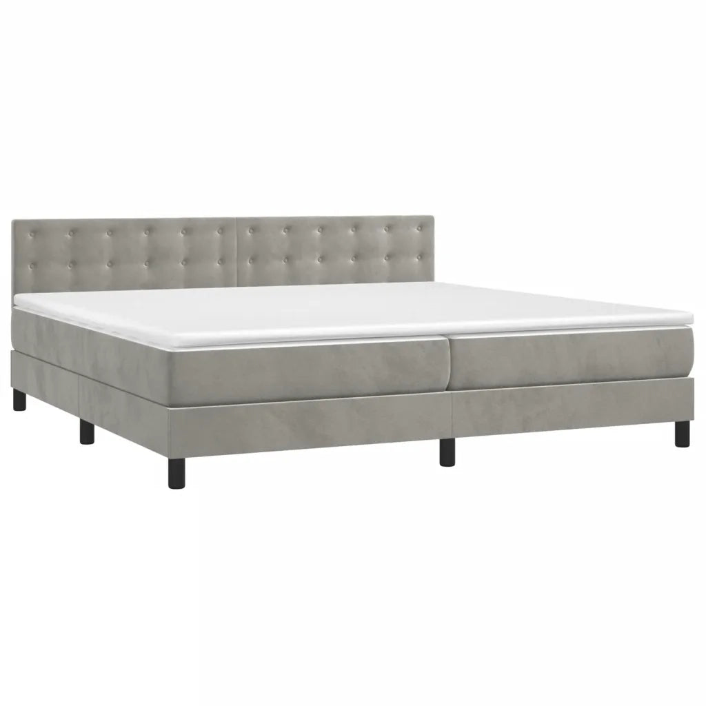 Giroletto a Molle con Materasso Grigio Chiaro 200x200cm Velluto 3141563