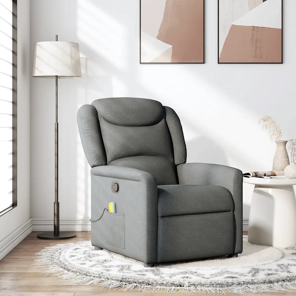 Poltrona Massaggiante Reclinabile Grigio Scuro in Tessuto 4015607