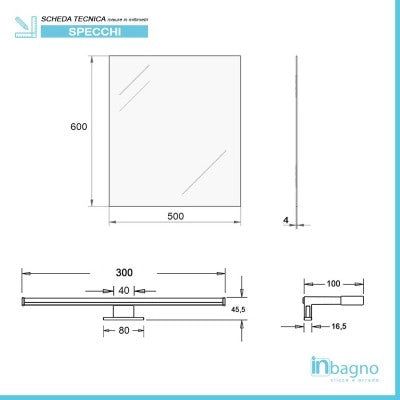 Specchio LED 50x60 cm reversibile con luce fredda