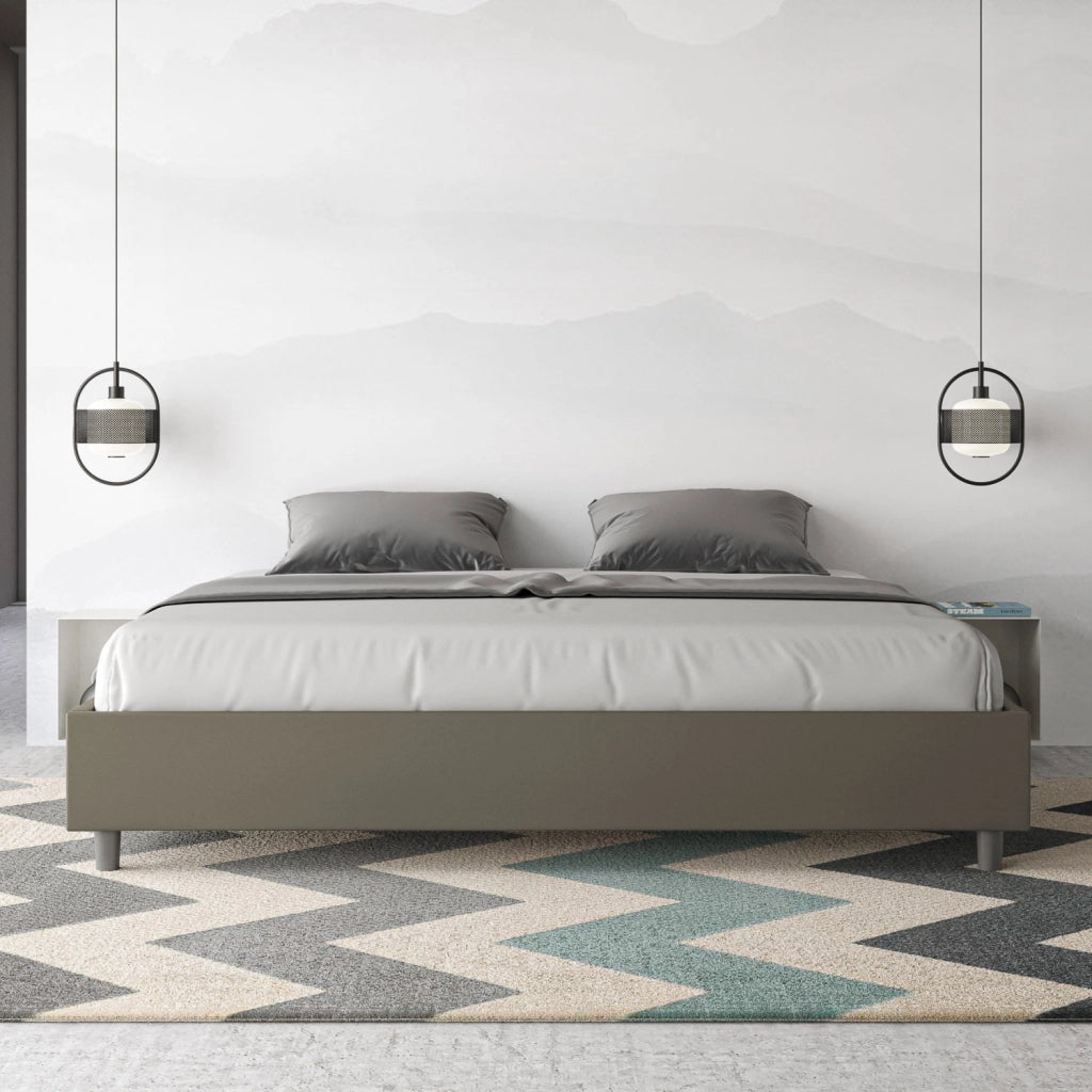 BS COM Letto contenitore imbottito 180x200 similpelle cappuccino