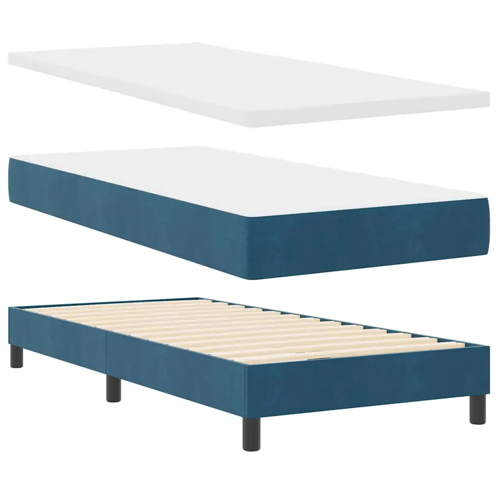 Letto a molle con materasso Blu Scuro 90 x 200 cm Velluto 3339084