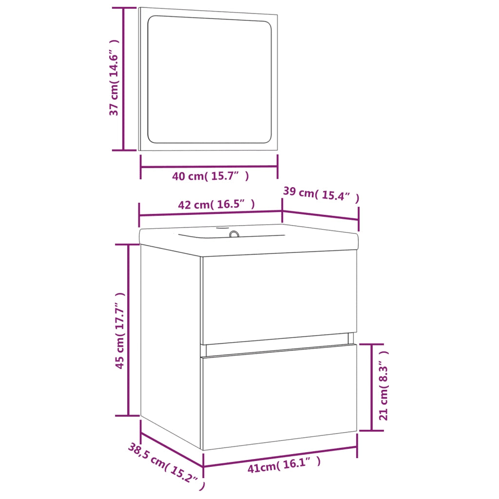 Mobile da Bagno con Lavabo e Specchio Bianco 3114171