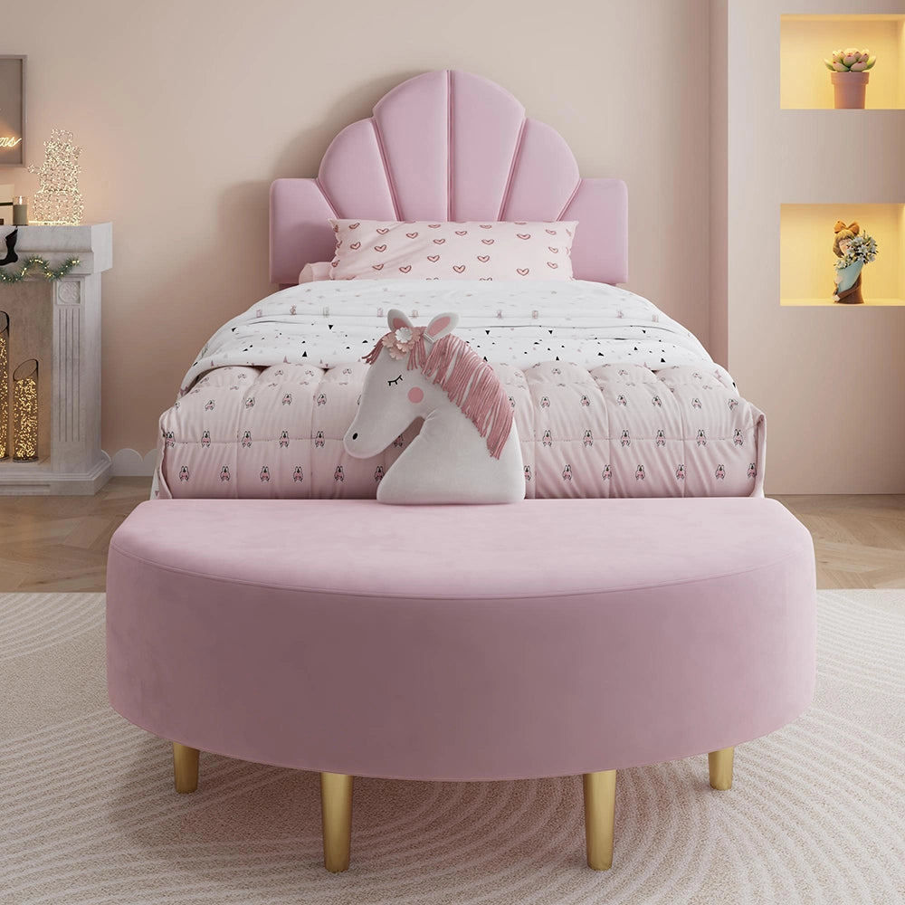Letto imbottito-Xylo-90x200cm velluto panchina antishock rosa