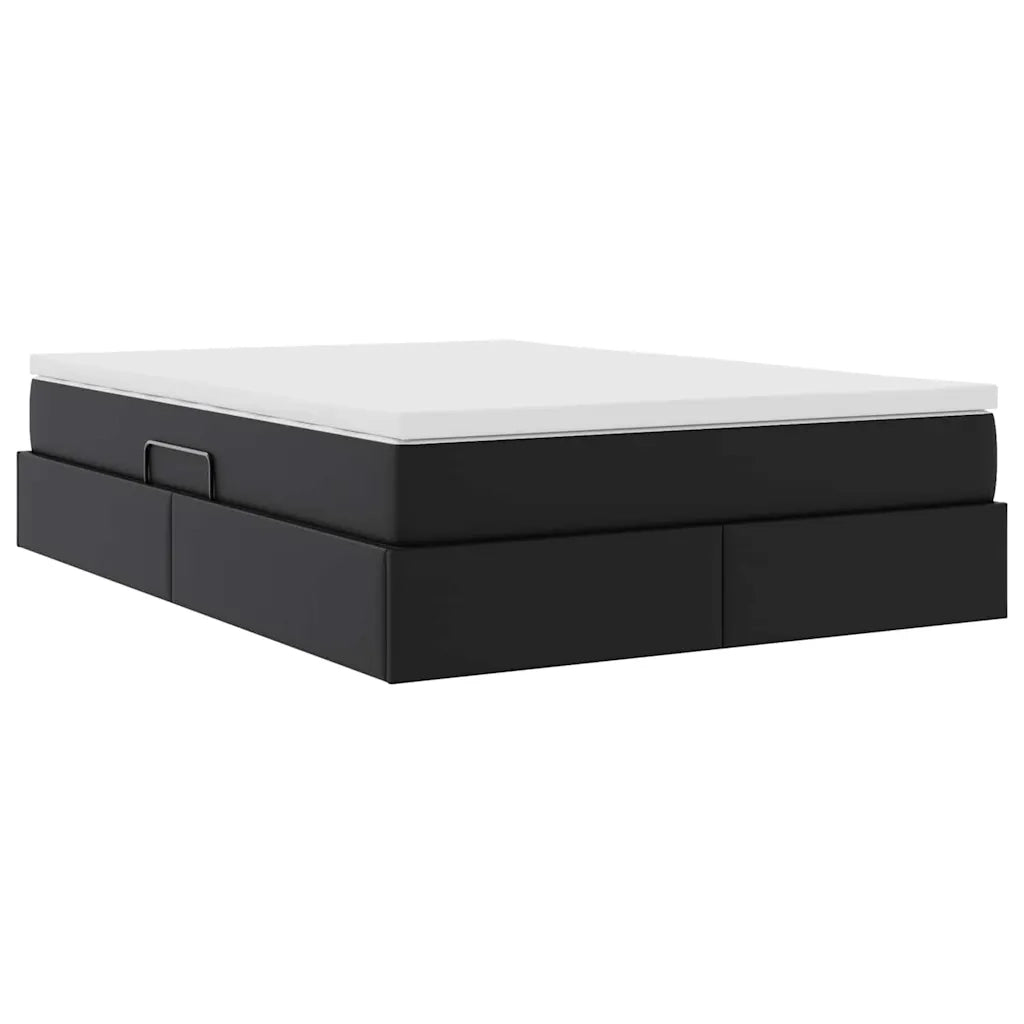 Letto con contenitore e materasso Nero 140 x 190 cm