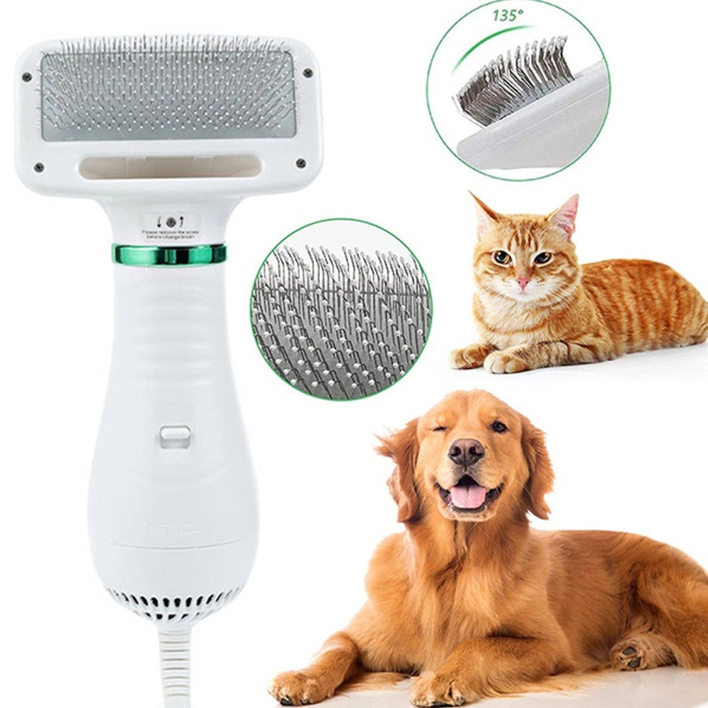 Trade Shop - Spazzola E Phon Asciugatore Per Cani E Gatti Animali Domestici 2 In 1 Toeletta -