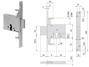 SERRATURA TRIPLICE DA INFILARE A CILINDRO 56016- - mm.60 (56016600) - 1 pezzi CISA