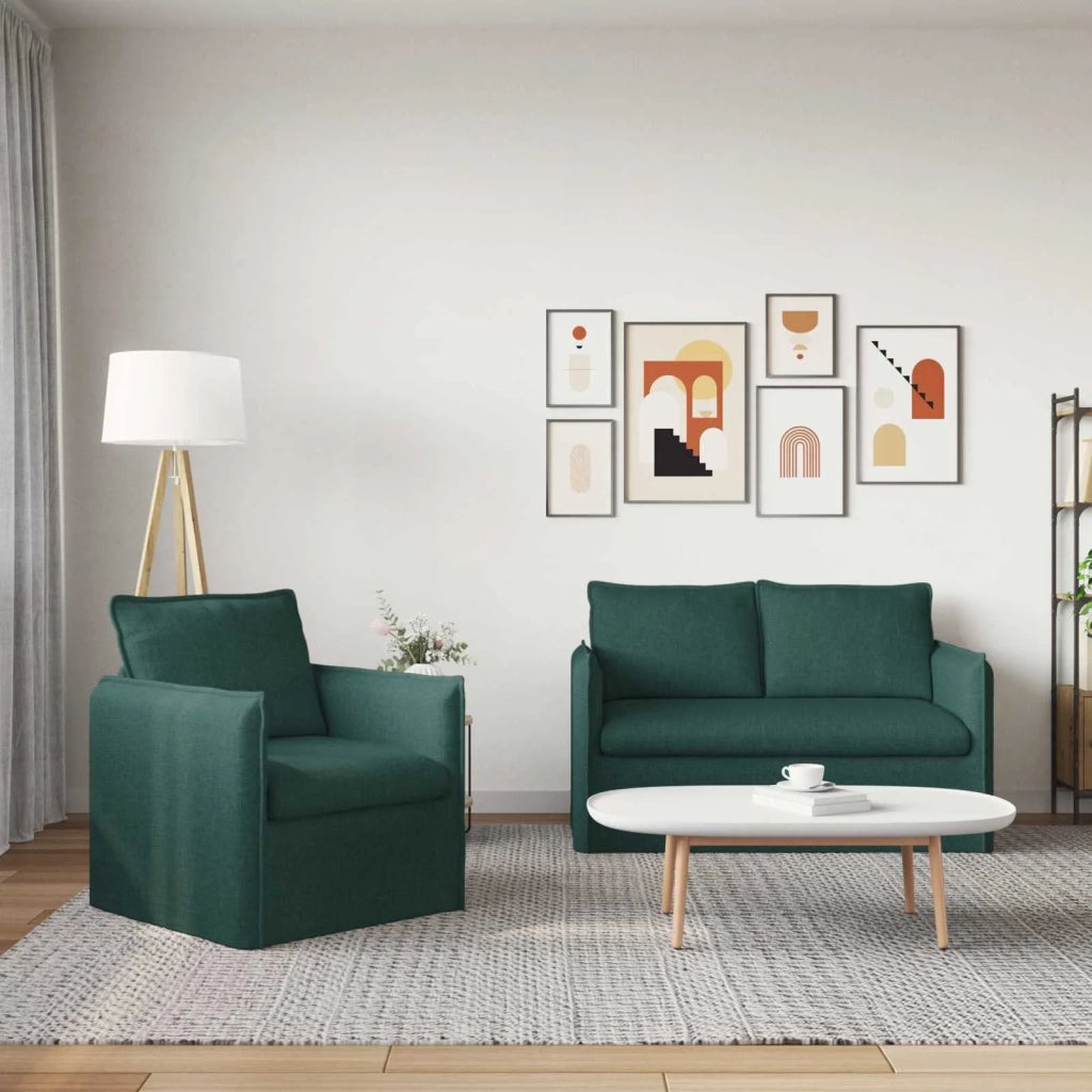 Set di divani 2 pcs Verde Scuro 136 x 82 x 85 cm Tessuto 3407526