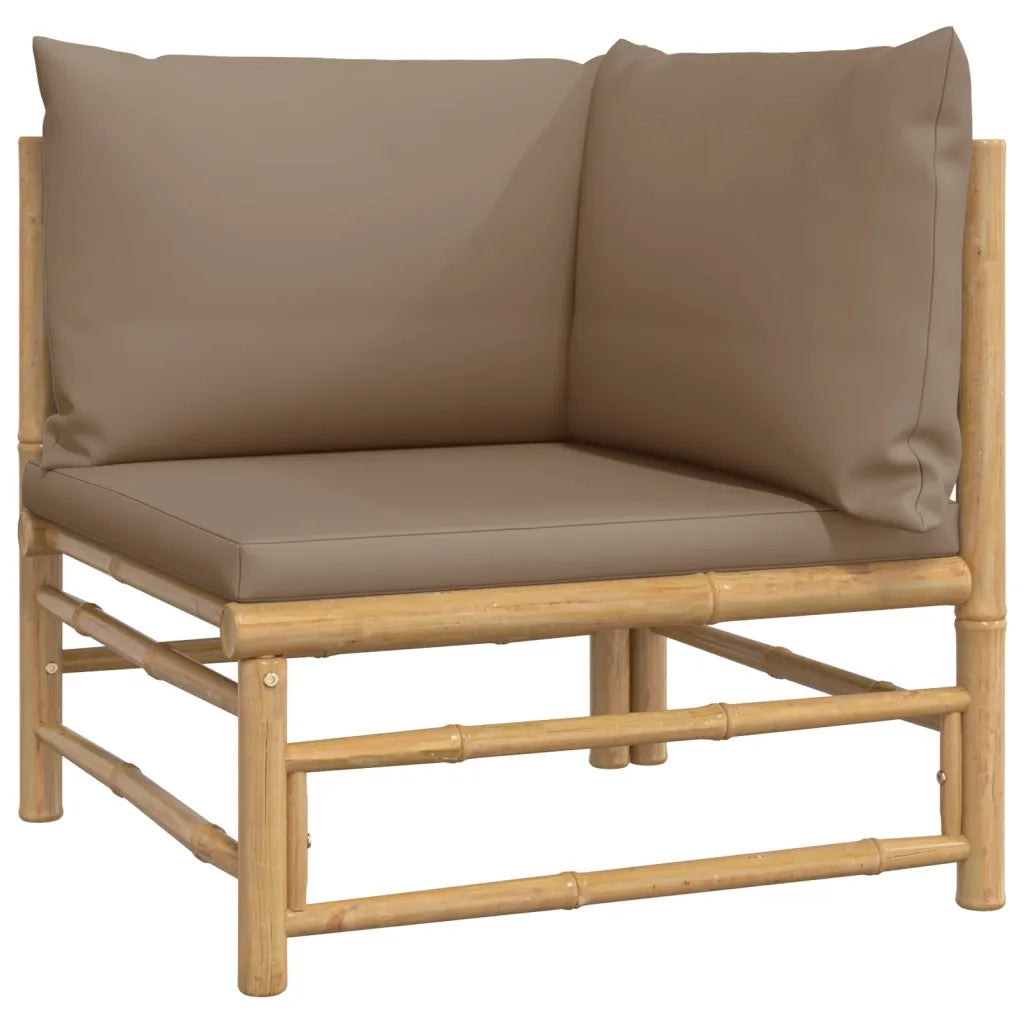 Set Salotto da Giardino 5pz con Cuscini Tortora Bambù 3155138
