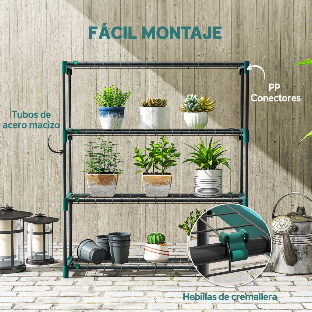 Supporto per Piante 4 Livelli ¨C Xylo ¨C Metallo Verde Interno Esterno Set 2 Pezzi