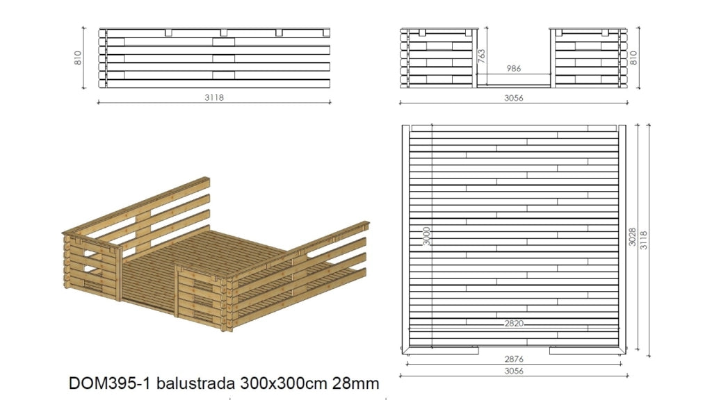 Veranda - 9 m2 - 3m x 3m - colore: naturale - DOM395 - ALTANKA