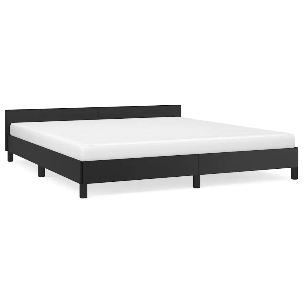 Letto matrimoniale | Letto per adulti | Giroletto con Testiera senza Materasso Nero 180x200 cm
