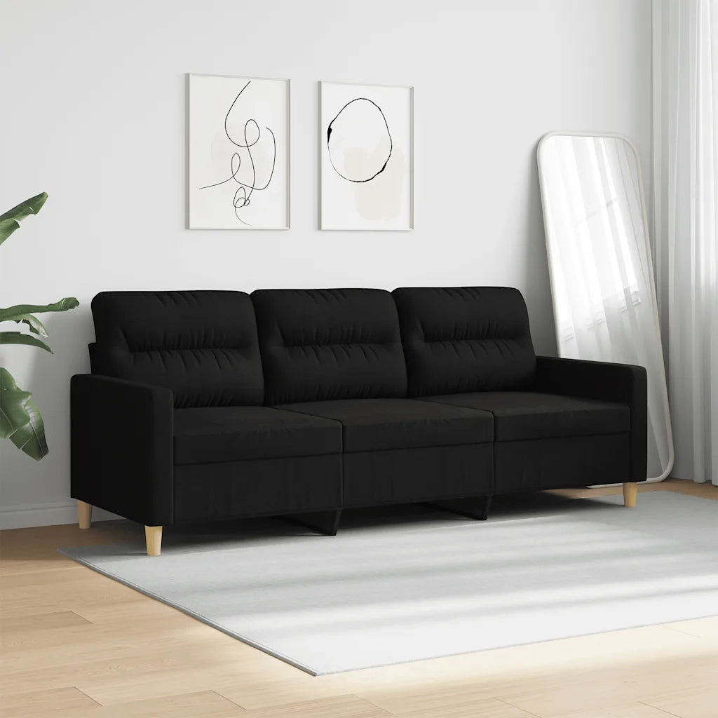 Divano a 3 Posti Nero 180 cm in Tessuto 359247