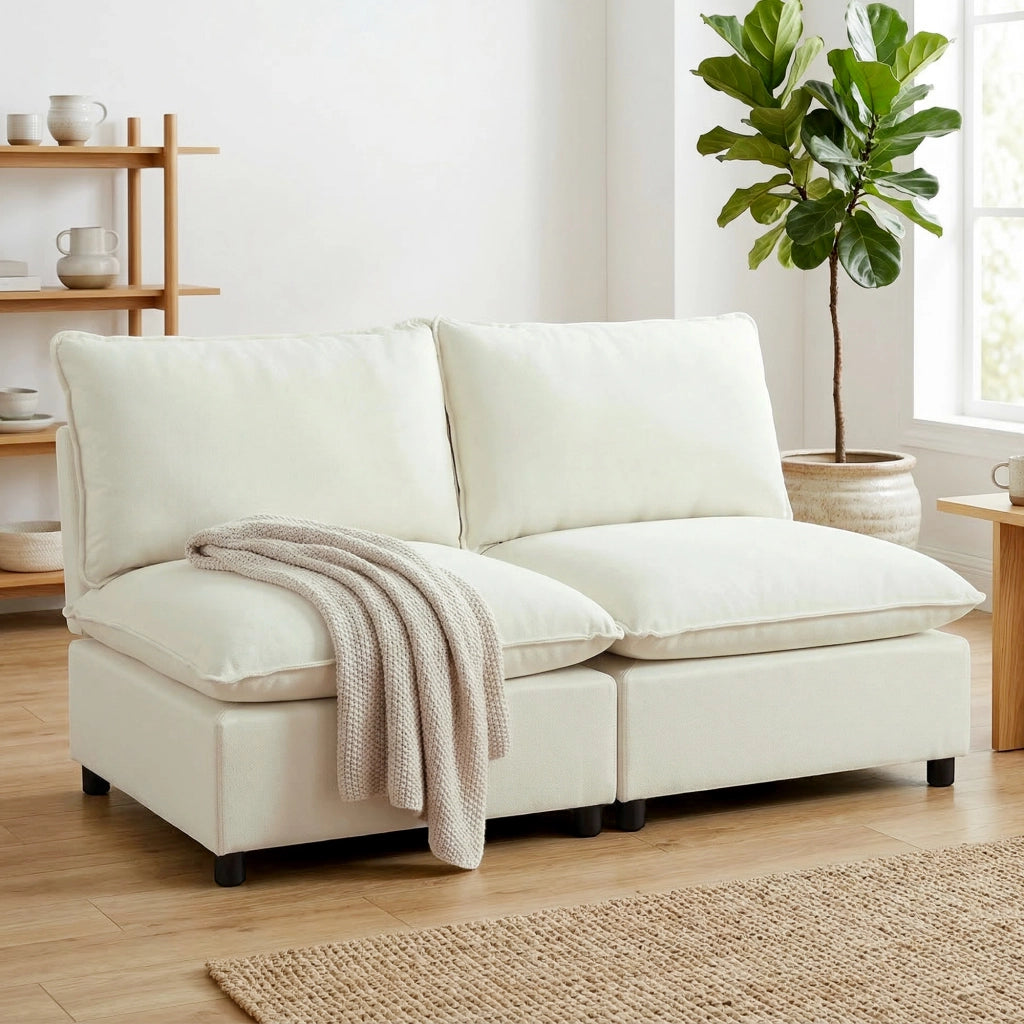 Divano 2 posti senza braccioli ¨C Minimal ¨C crema 146 cm