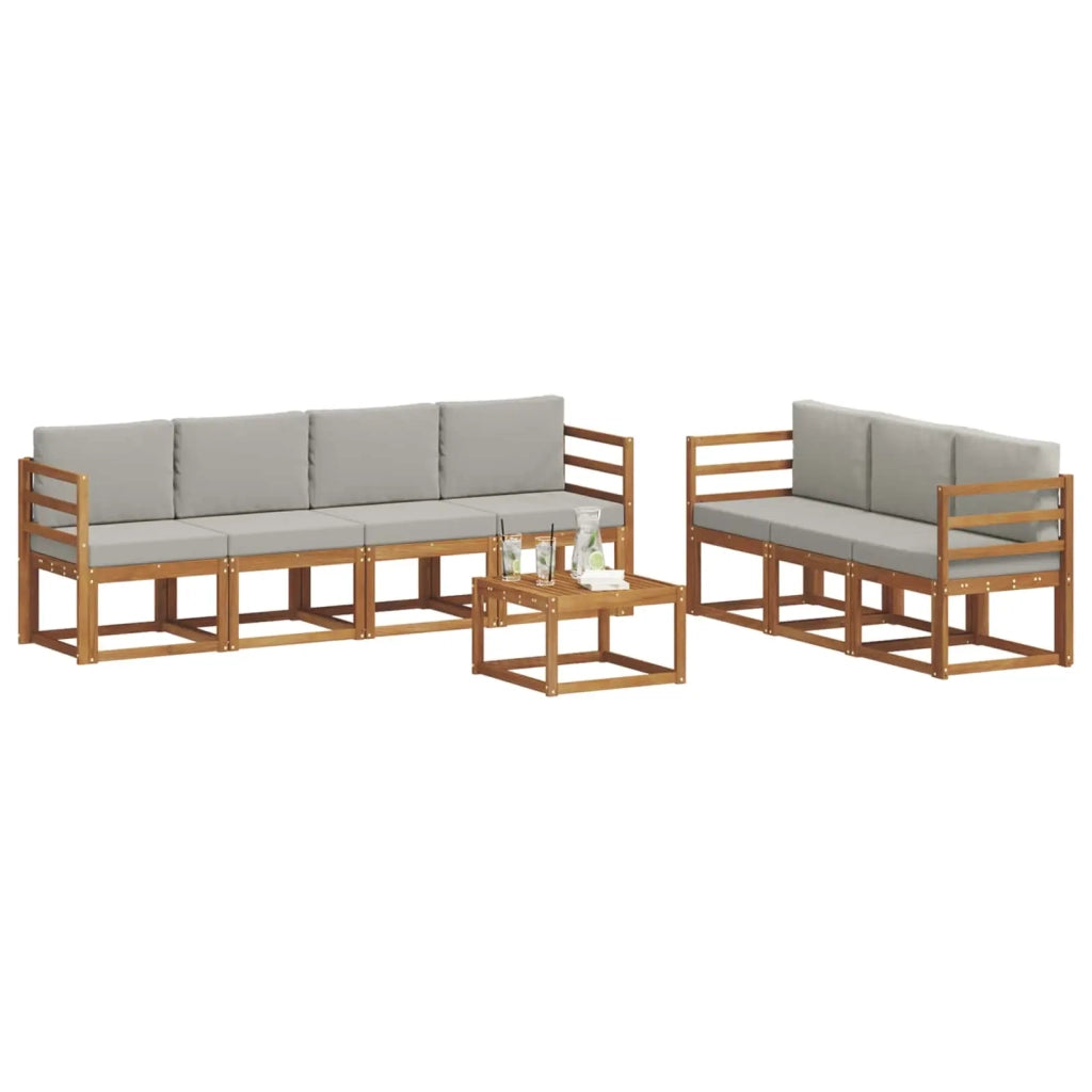 Set di divani da esterno 8 pcs Grigio Naturale e Chiaro 3366099
