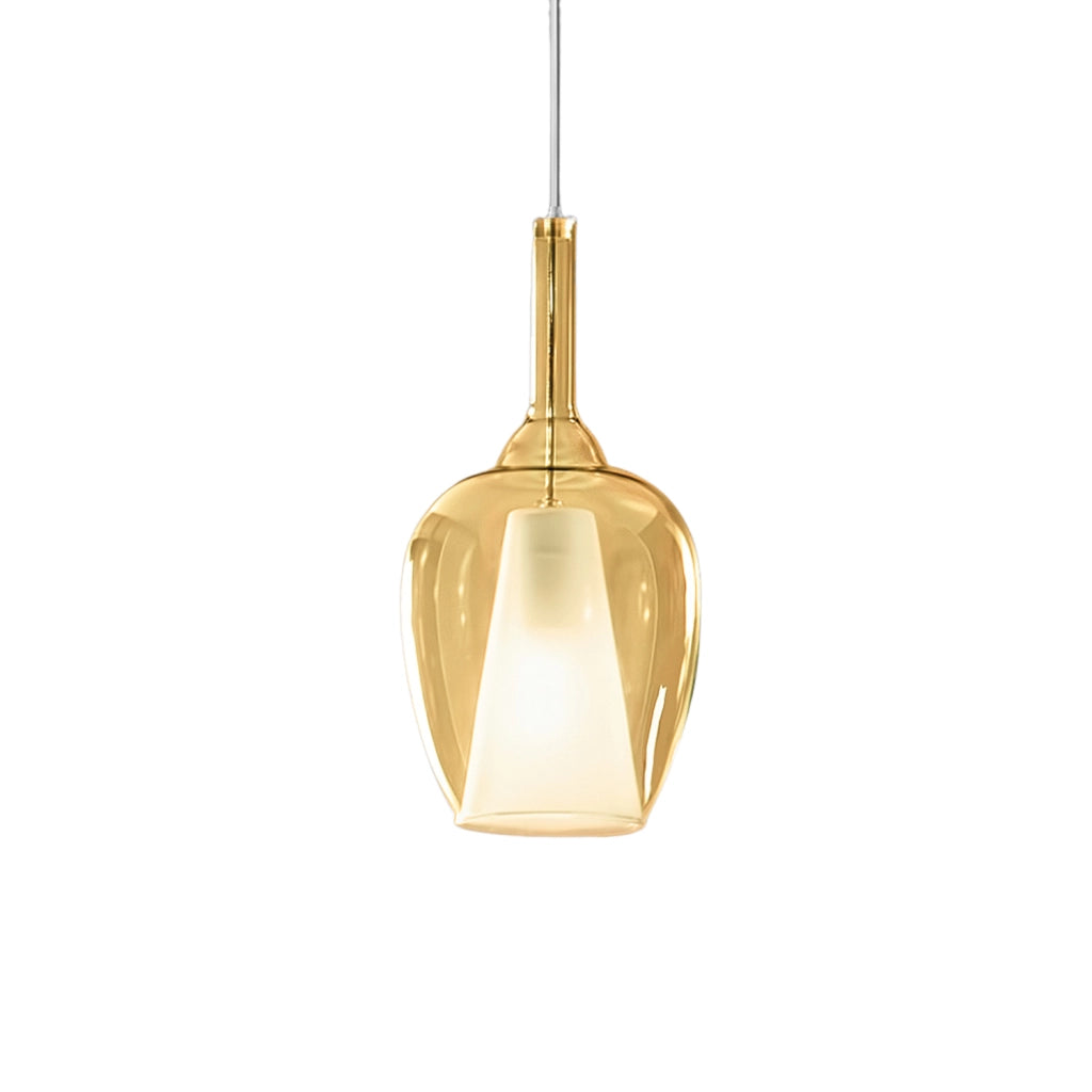 Ofelia S/10 Lampada a Sospensione in Vetro Borosilicato Ambra Trasparente con Attacco E27 e Cavo 3 metri per Interni - Gealuce