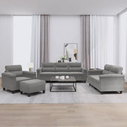 Set Divani 4 pz con Cuscini Grigio Scuro in Tessuto Microfibra 3202298