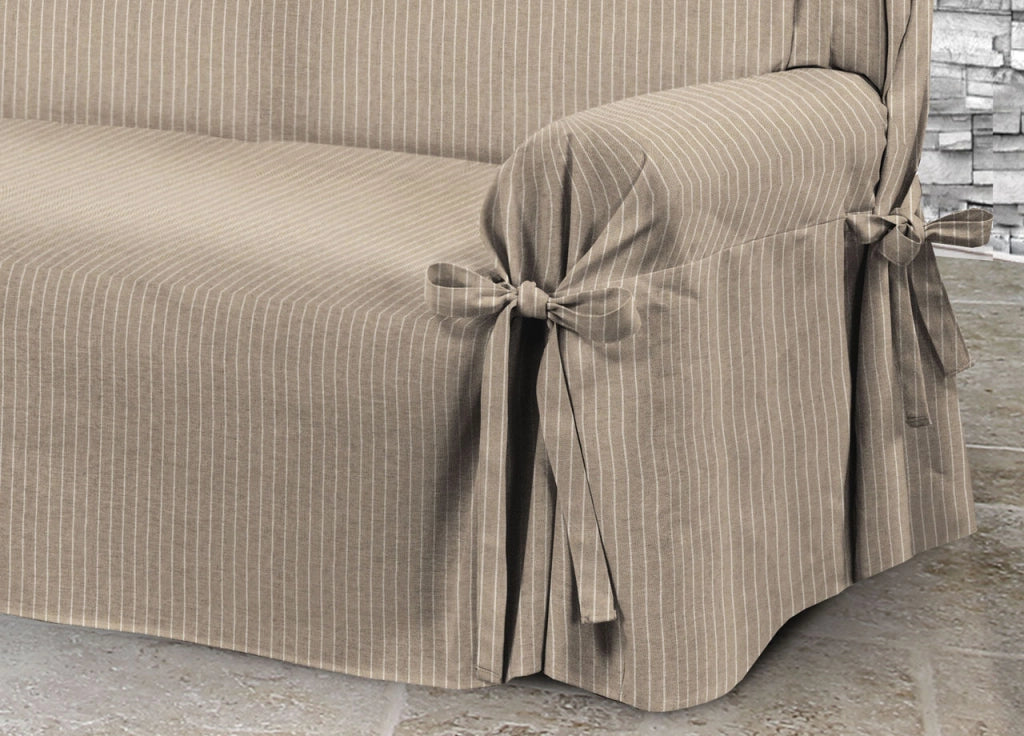 Copridivano Fodera Telo Protezione Divano Con Laccetti Fiocco Varie Fantasie - 3 Posti - Lord Beige