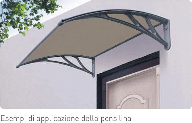 Pensilina Tettoia in Policarbonato Alveolare Masi Trasparente 100x60 cm