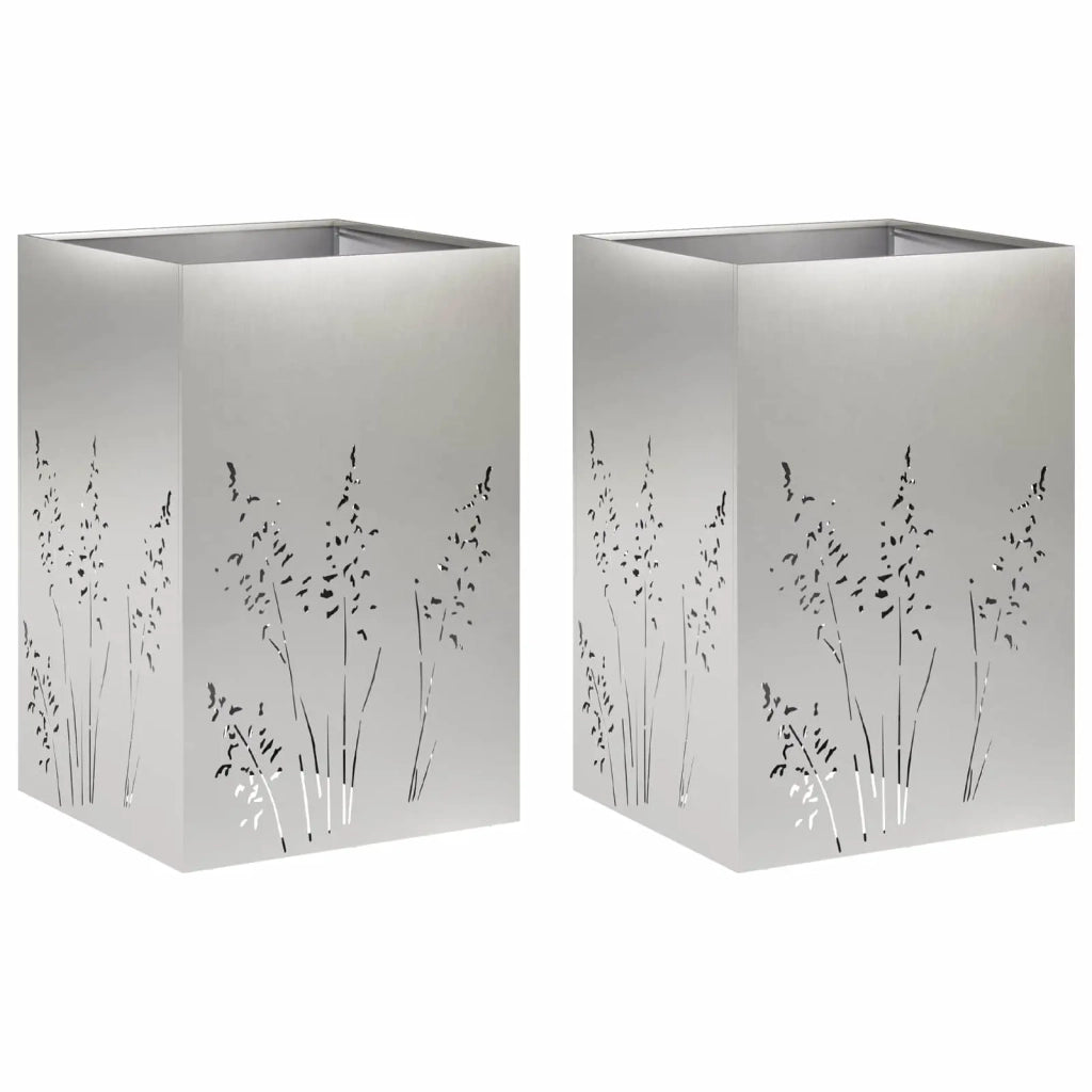 Vaso da giardino 2 pz Argento 50 x 50 x 75 cm Acciaio Inox 8005773