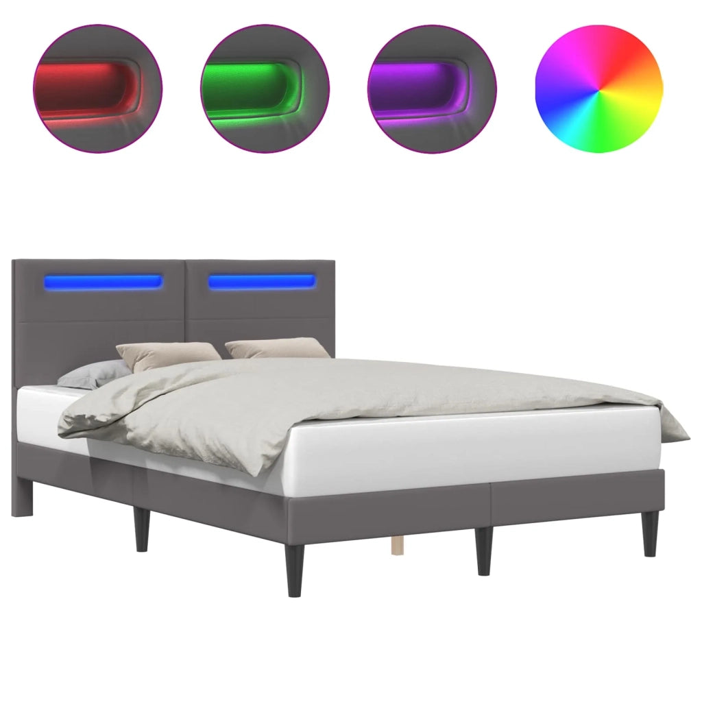 Letto matrimoniale | Letto per adulti | Struttura del letto con testiera Grigio 120 x 200 cm Similpelle