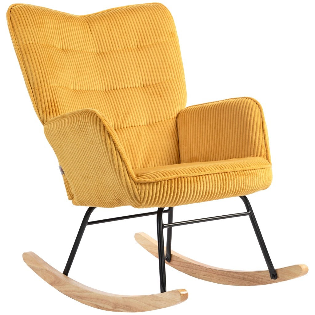 Poltrona a Dondolo Vintage ¨C Minimal ¨C Tessuto Giallo