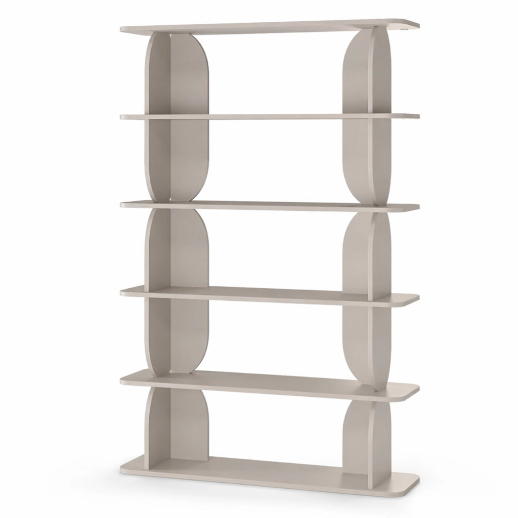 Libreria Moderna Con 5 Ripiani Minimal Design Contemporaneo Ideale Per Living Soggiorno Salotto Studio Corridoio Ufficio In Melaminico 120 X 181.5 X 34 Cm Cashmere