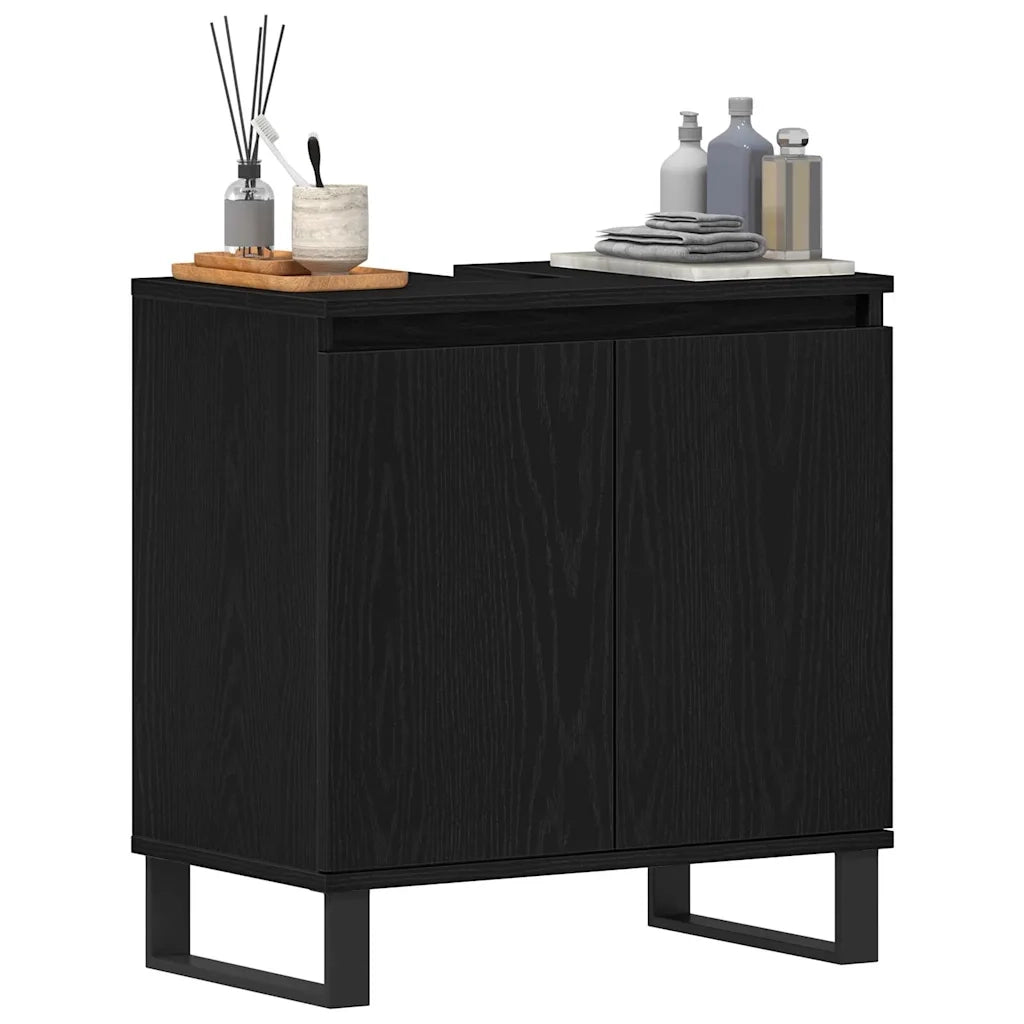 Armadio per Lavabo da Bagno Rovere Nero 58 x 33 x 60 cm 862889
