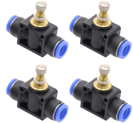 Regolatore di flusso d'aria - Connettori veloci - Connettore pneumatico - Acciaio inossidabile - Connettore di tubo semplice - Temperatura 0-60°C - Adatto per tubo PU/Nylon - Connettore pneumatico