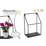 Trade Shop - Mensola Bacheca Parete Metallo Classico Moderno Industrial 20x10x30cm Nero 822247 -