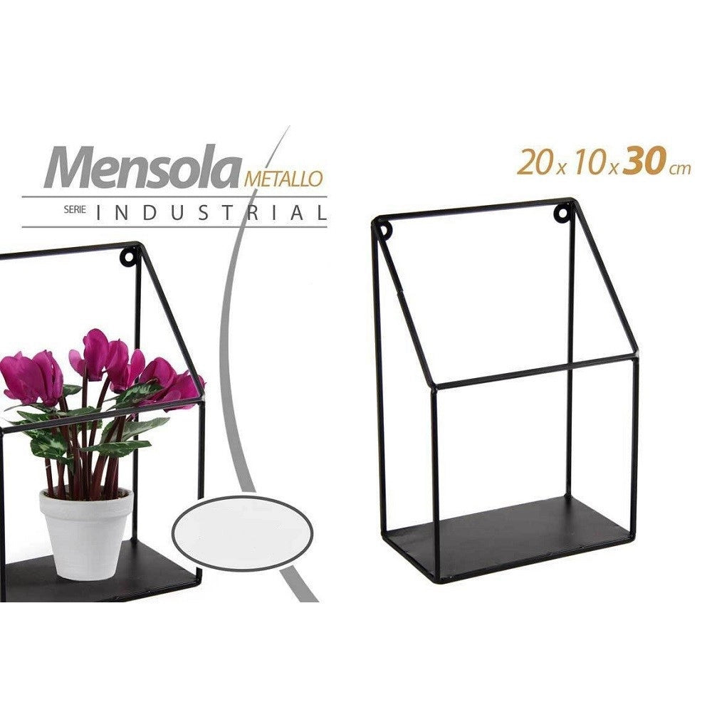Trade Shop - Mensola Bacheca Parete Metallo Classico Moderno Industrial 20x10x30cm Nero 822247 -