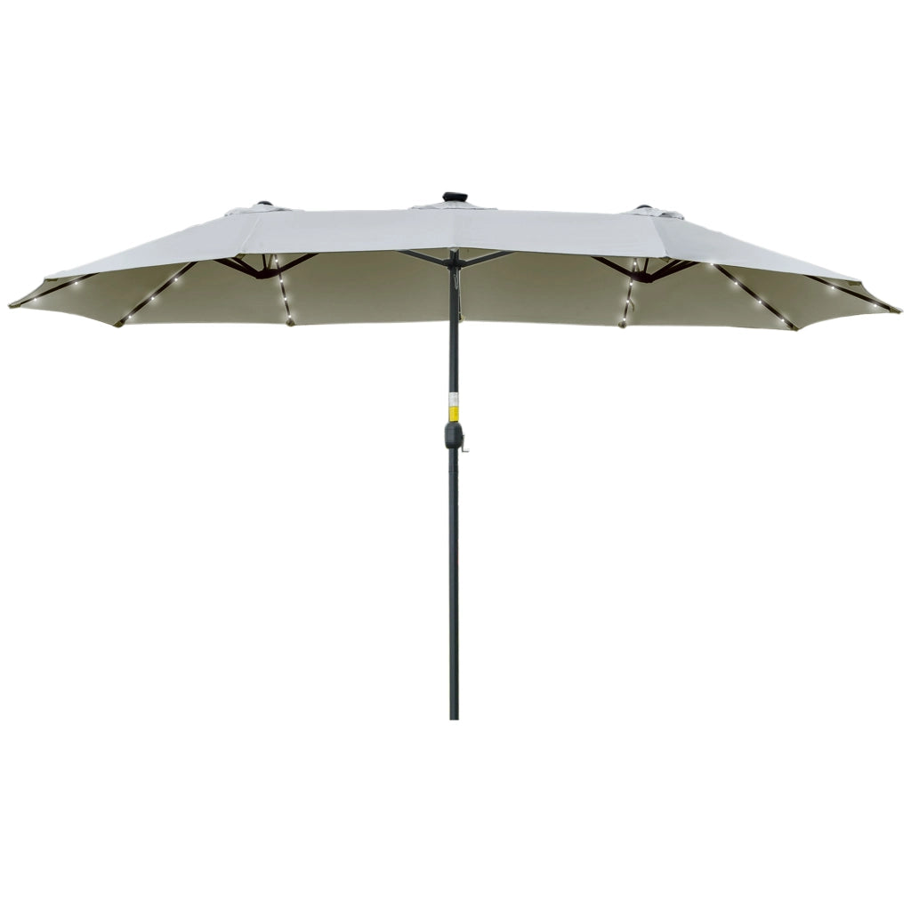 Ombrellone da Giardino Doppio con Luci LED ¨C Minimal ¨C Grigio Chiaro 4.5m