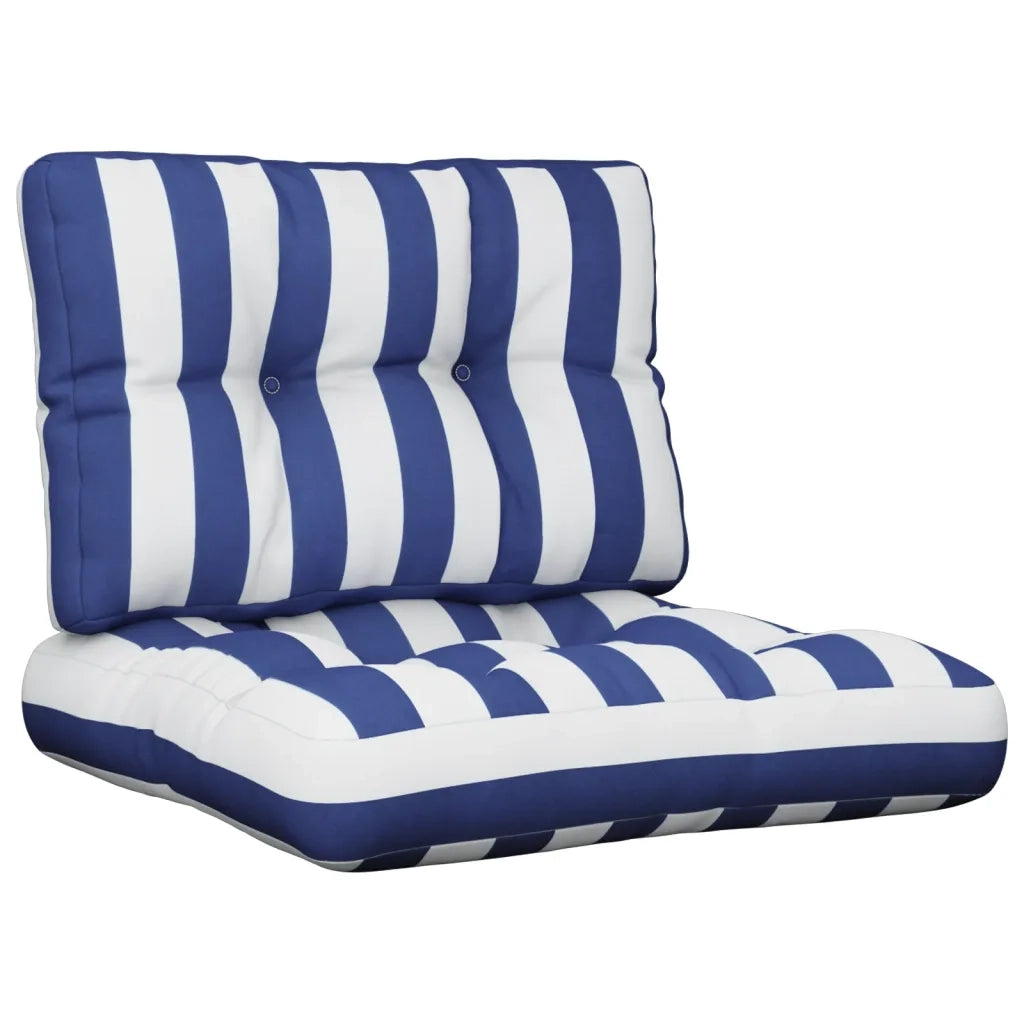 Cuscini per Pallet 2 pz Strisce Blu e Bianche in Tessuto 360660