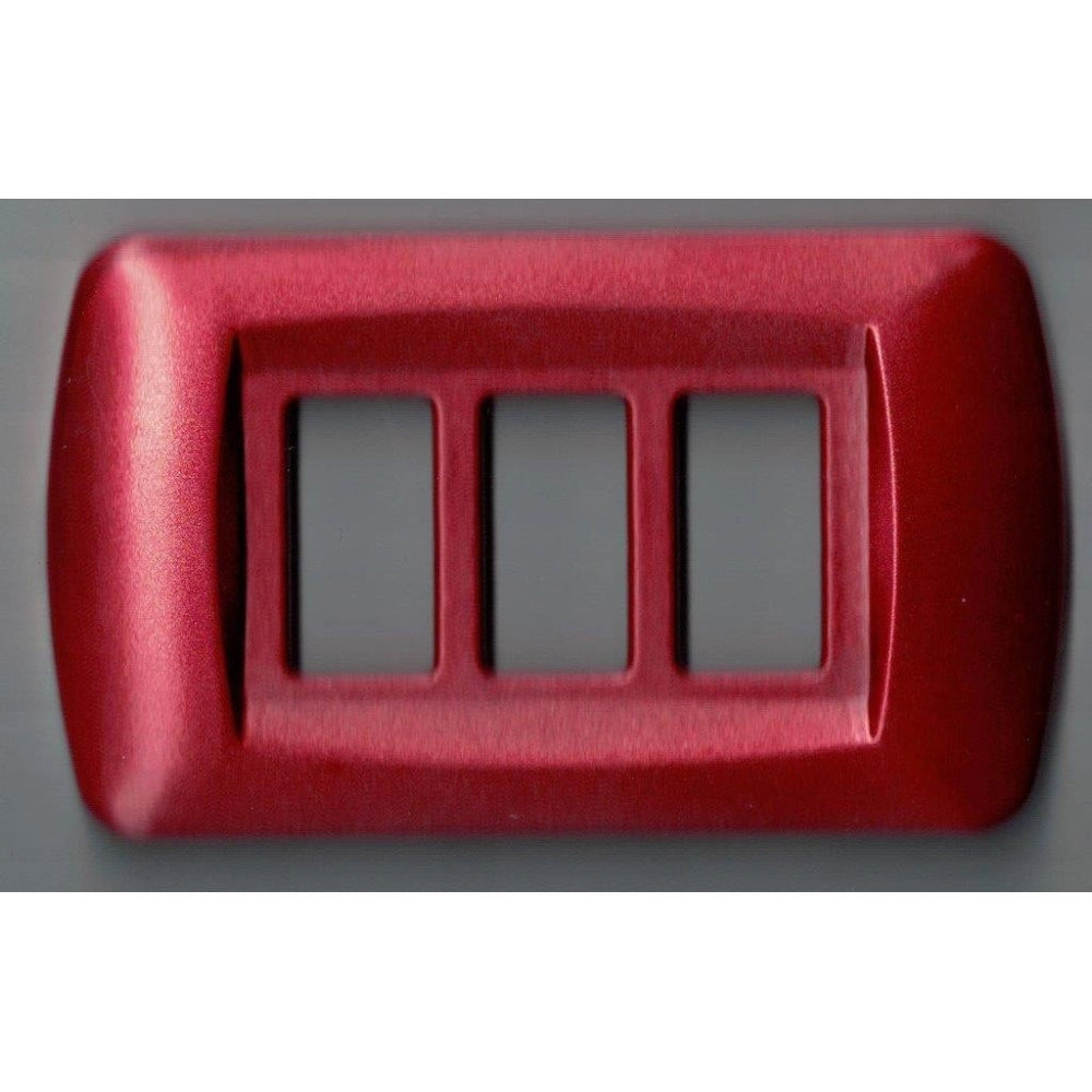 Trade Shop - Placchette Placche In Abs Serie Magic Bticino Compatibili Placca Copriprese Fori - Rosso Metallizzato -1 Foro     -