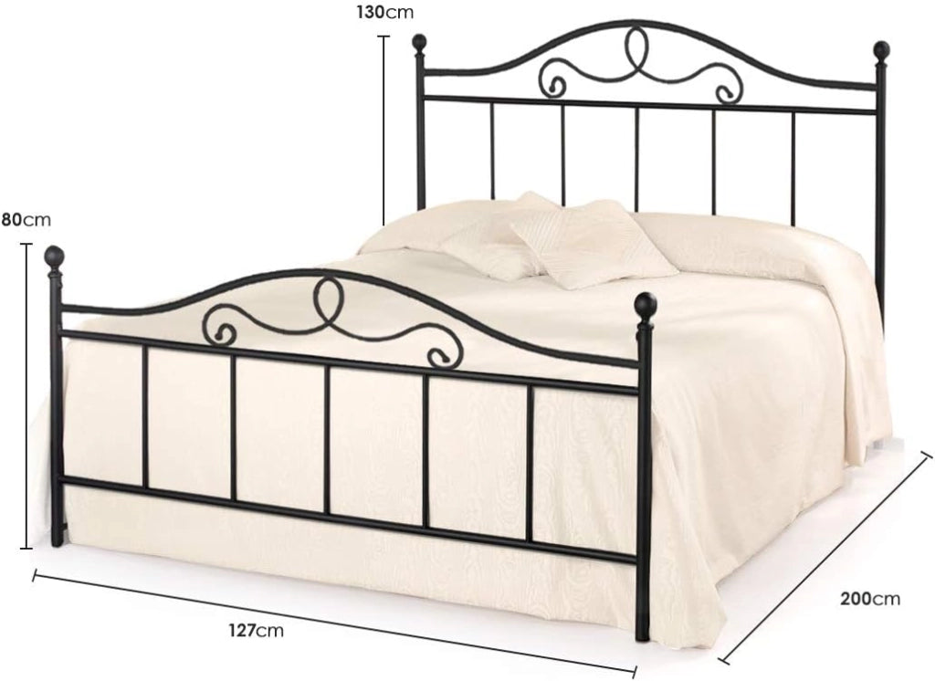 Letto in Ferro Battuto Moderno una piazza e mezza MALTA cm 120x190 Artigianale colore Avorio