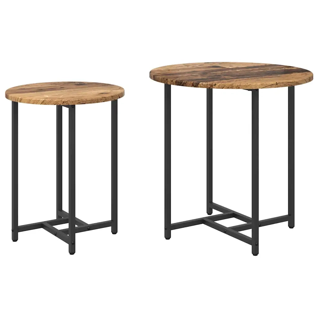 Set tavolini 2 pcs Legno Antico e Nero 869700