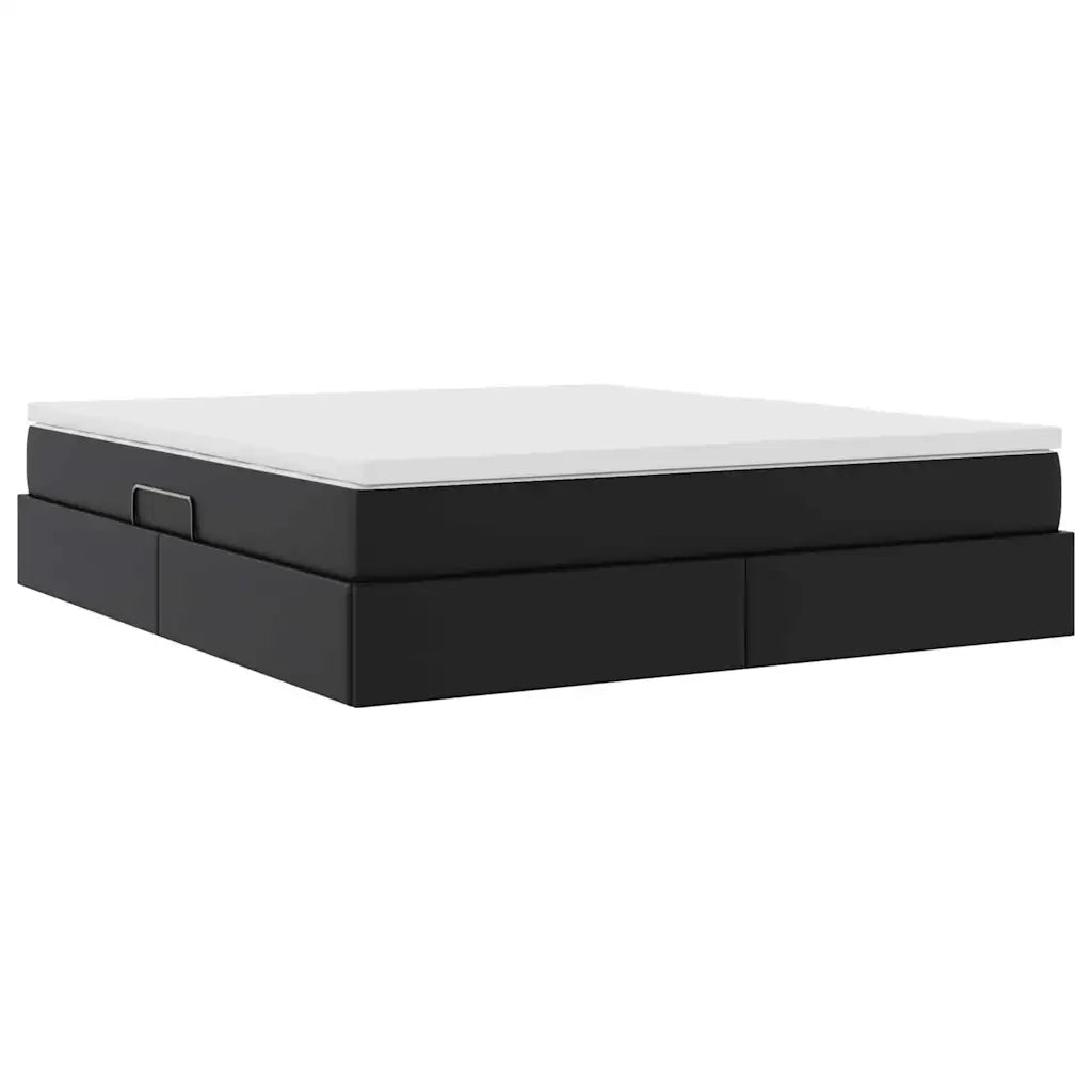 Letto con contenitore e materasso Nero 180 x 200 cm
