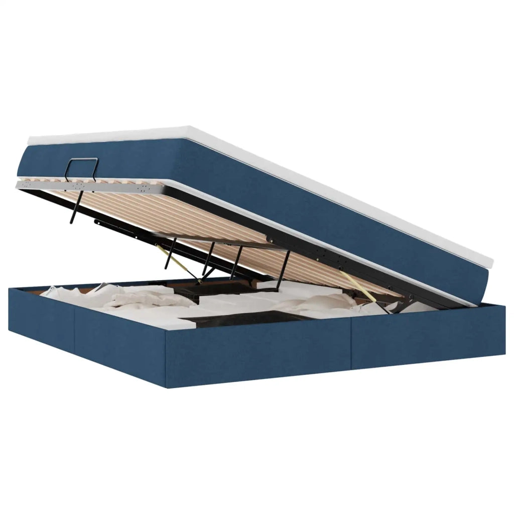 Letto con contenitore e materasso Blu 160 x 200 cm Poliestere