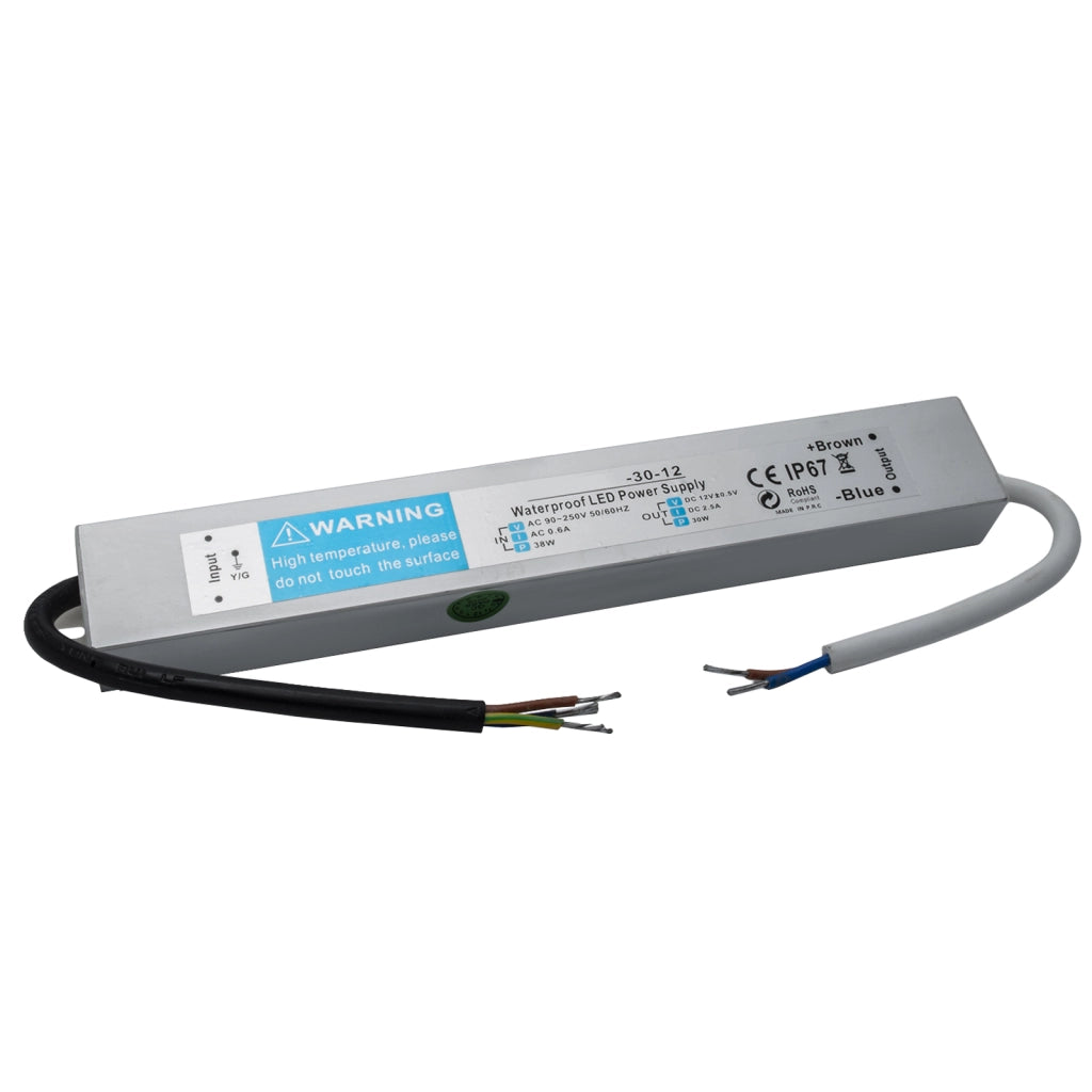 Alimentatore slim IP67 36W trasformatore impermeabile da 230V a 12V dc 3A strisce LED lampade telecamere
