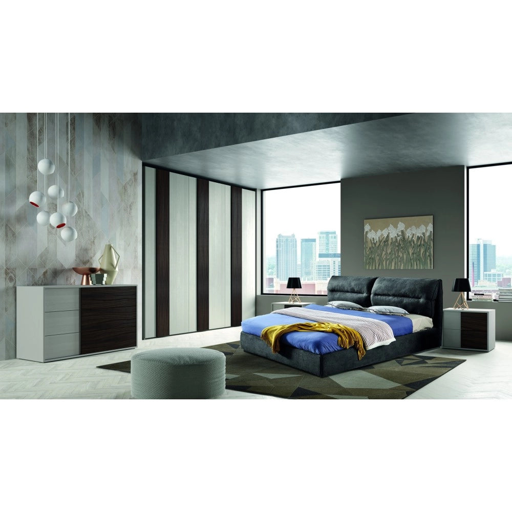 Camera da letto grigio frassinato con inserti noce scuro Cecilia