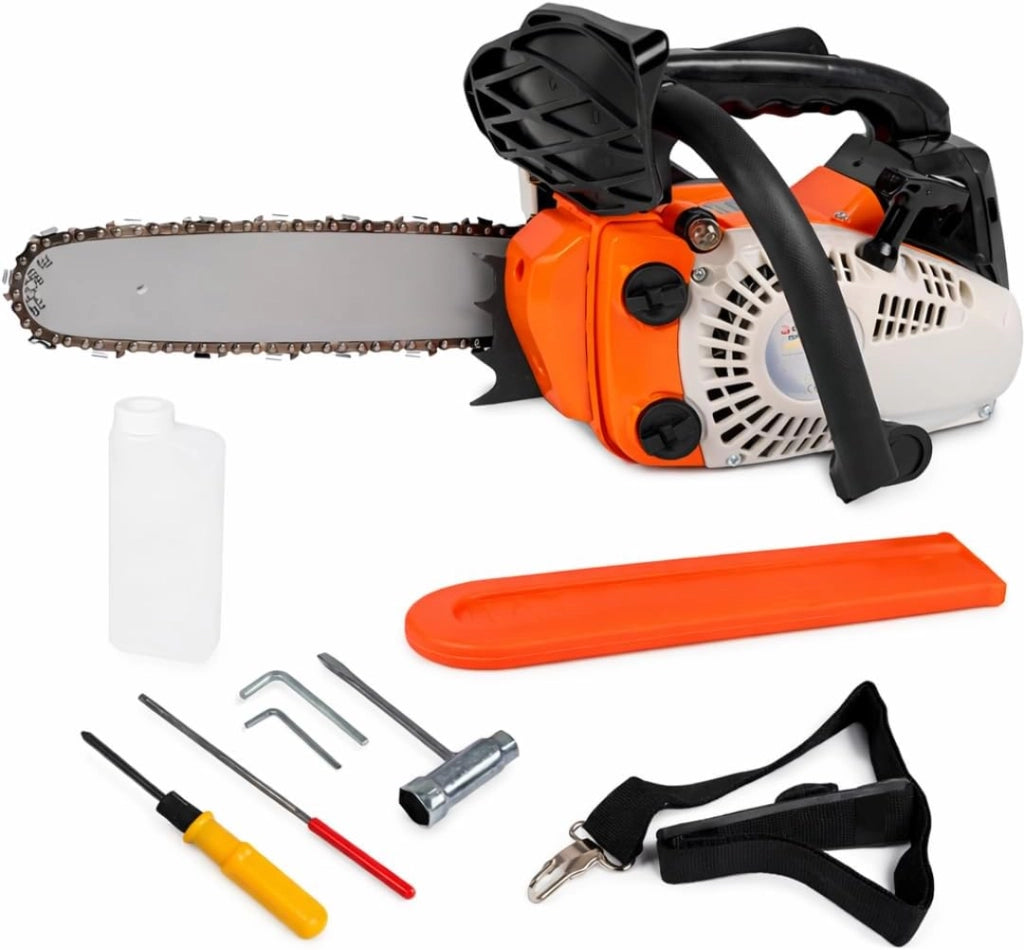 Motosega a Scoppio 25cc 2 Tempi Professionale, Lama 25 cm per Potatura e Taglio Legno, Mini Motosega Benzina Compatta, Kit Montaggio Incluso, Ideale per Fai da Te e Professionisti