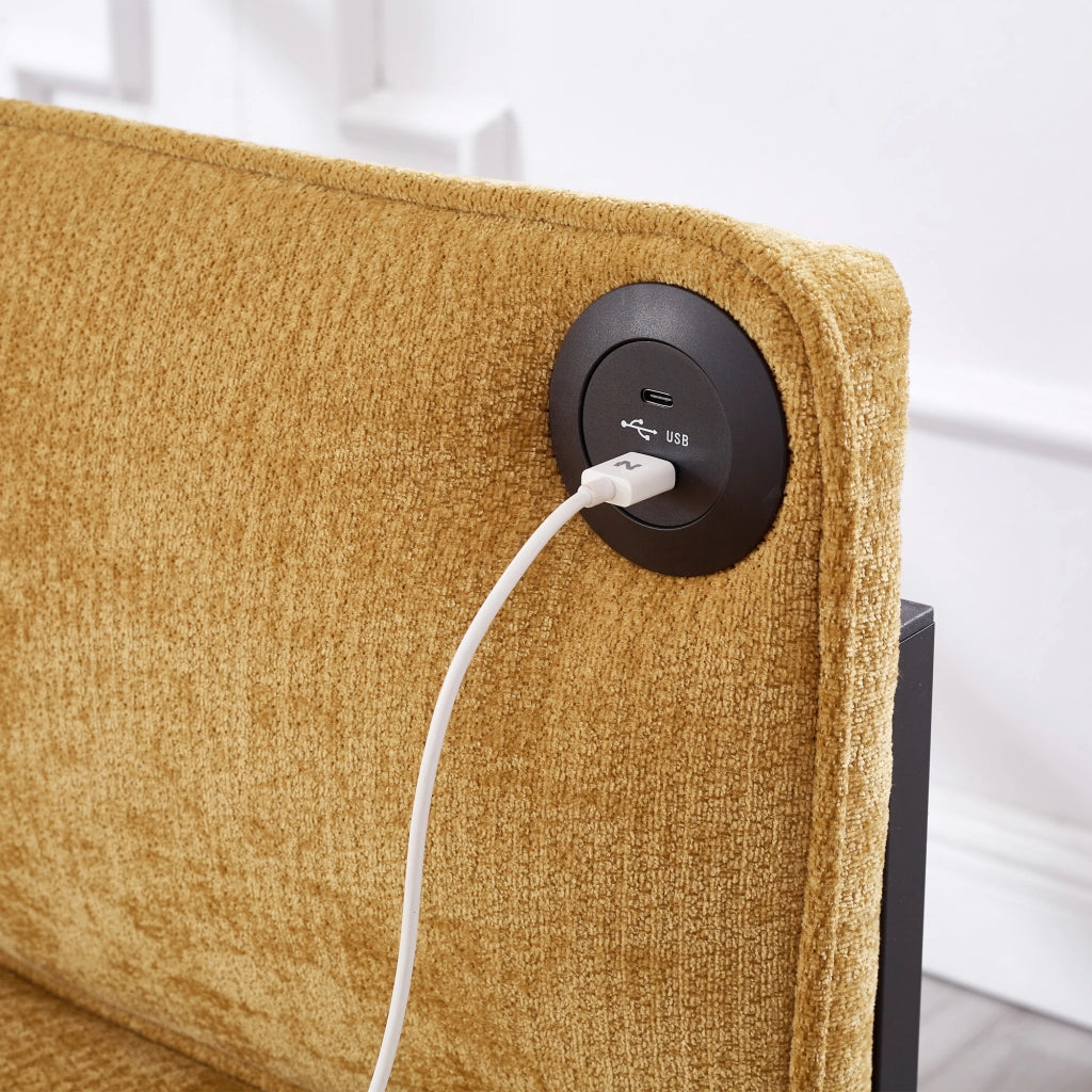 Divano Letto Singolo Pieghevole con Cuscino e Porte USB ¨C MINIMAL ¨C Giallo