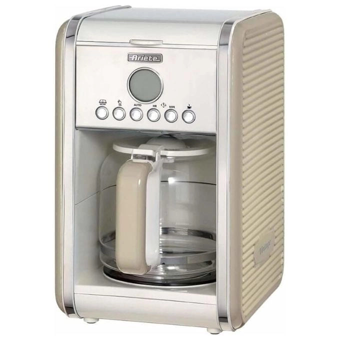 Ariete 1342 Macchina per Caffè Americano - 12 tazze - Caraffa in vetro temperato - Programmazione fino a 24 ore - Autospegnimento - 2000 Watt - Beige