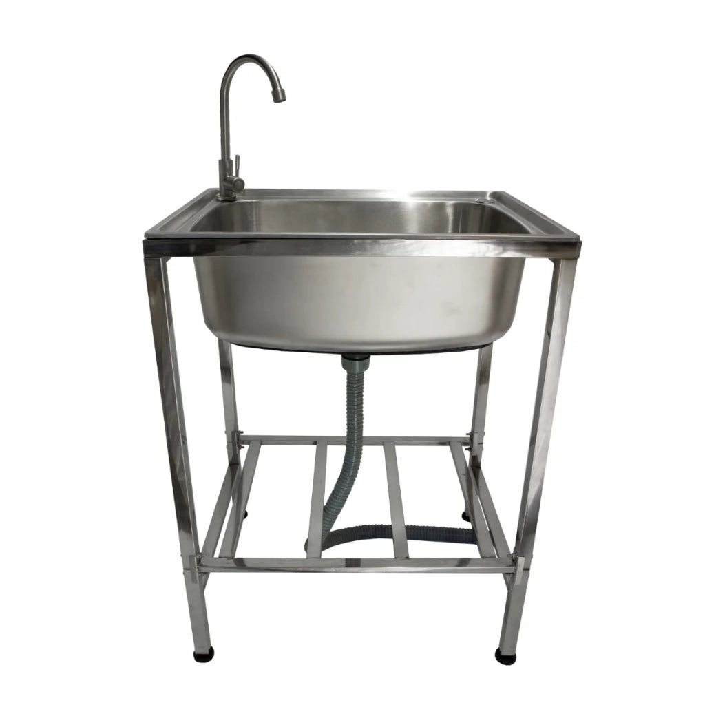 Lavello da Campeggio con Rubinetto per L'Acqua Portatile Lavabo in Acciaio Inox Lavandino per Glamping con Attacco per L'Acqua e Scarico
