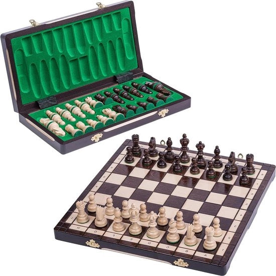 Schaak Olimpico - 35 x 35 cm - Figure di Scacchi e Tavolo di Scacchi in Legno - Grande Formato - Design Classico