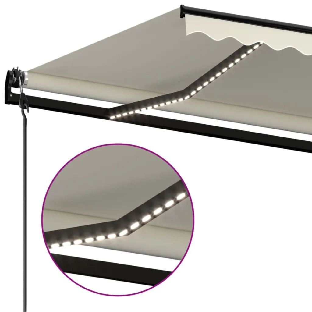 Tenda Automatica con Sensore Vento e LED 450x300 cm Crema 3069132