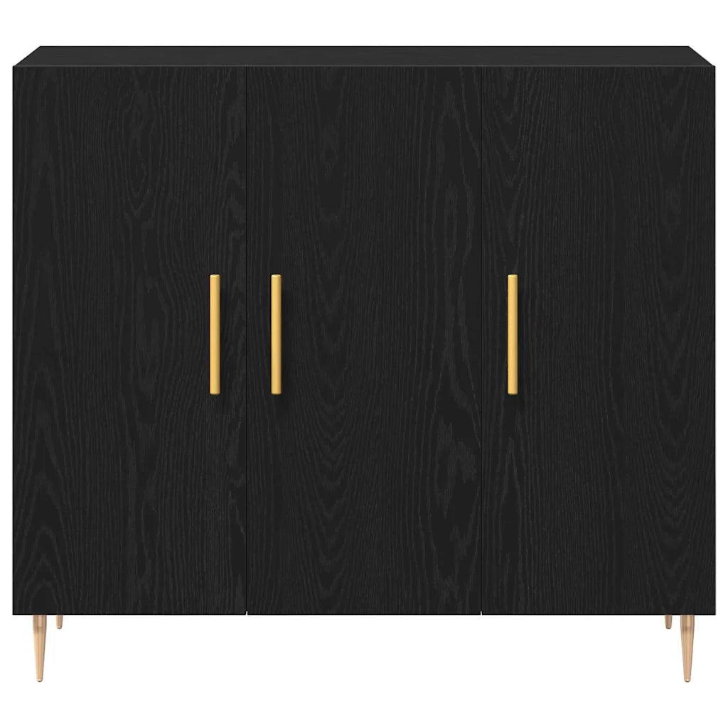 Credenza Rovere Nero 90 x 34 x 80 cm Legno multistrato 869078