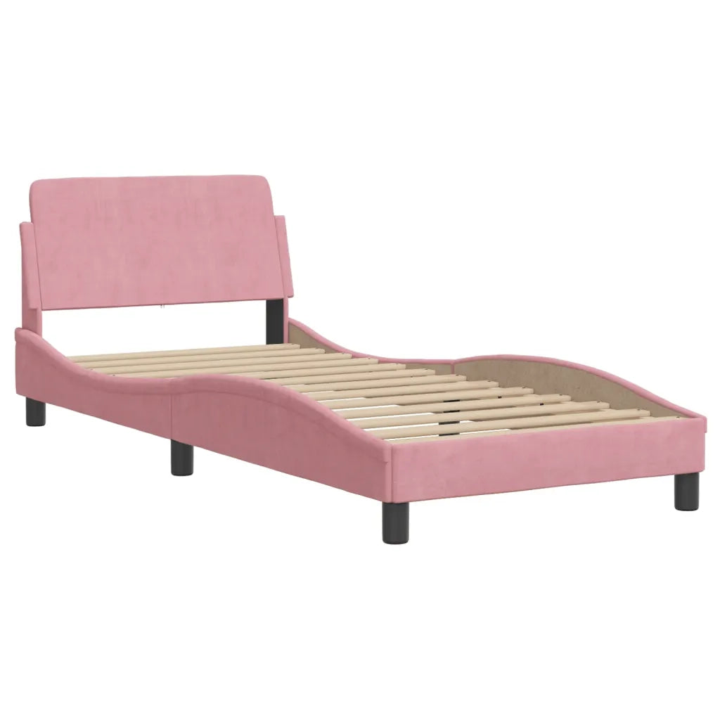 Letto con Materasso Rosa 90x200 cm in Velluto 3208639