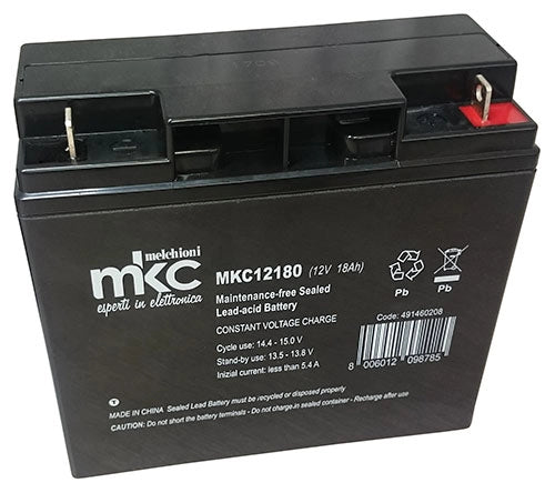 MKC Batteria ermetica VRLA AGM al piombo ricaricabile 12V 18Ah terminale t3 491460208 167.50 X 181.50 X 77 mm luci emergenza segnaletica sicurezza sistemi di allarme UPS guruppi di continuità veicoli per bambini